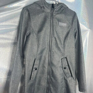 Bebe grey coat bling diamonds crystal Swarovski cute fall rain coat jacket y2k